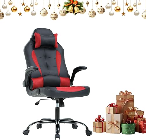 Miniatura 15 de Silla de juegos con reposacabezas y soporte lumbar, grande y alta, altura ajustable, silla ergonómica para juegos de PC en piel sintética