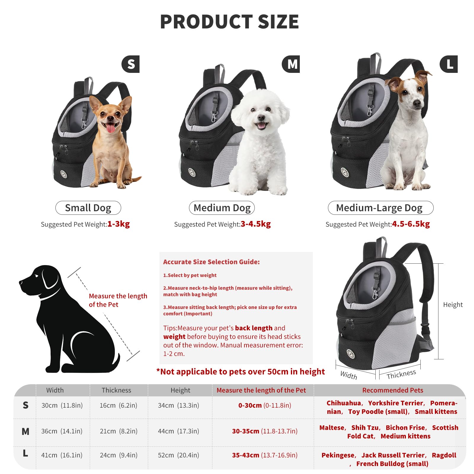 PETCUTE Mochila para Perros y Gatos,Transpirable,Mochila Transportadora para Perros con Correa de Seguridad,Mochilas Ajustable para Mascotas con Fondo Impermeable,Correa Acolchada para el Hombro