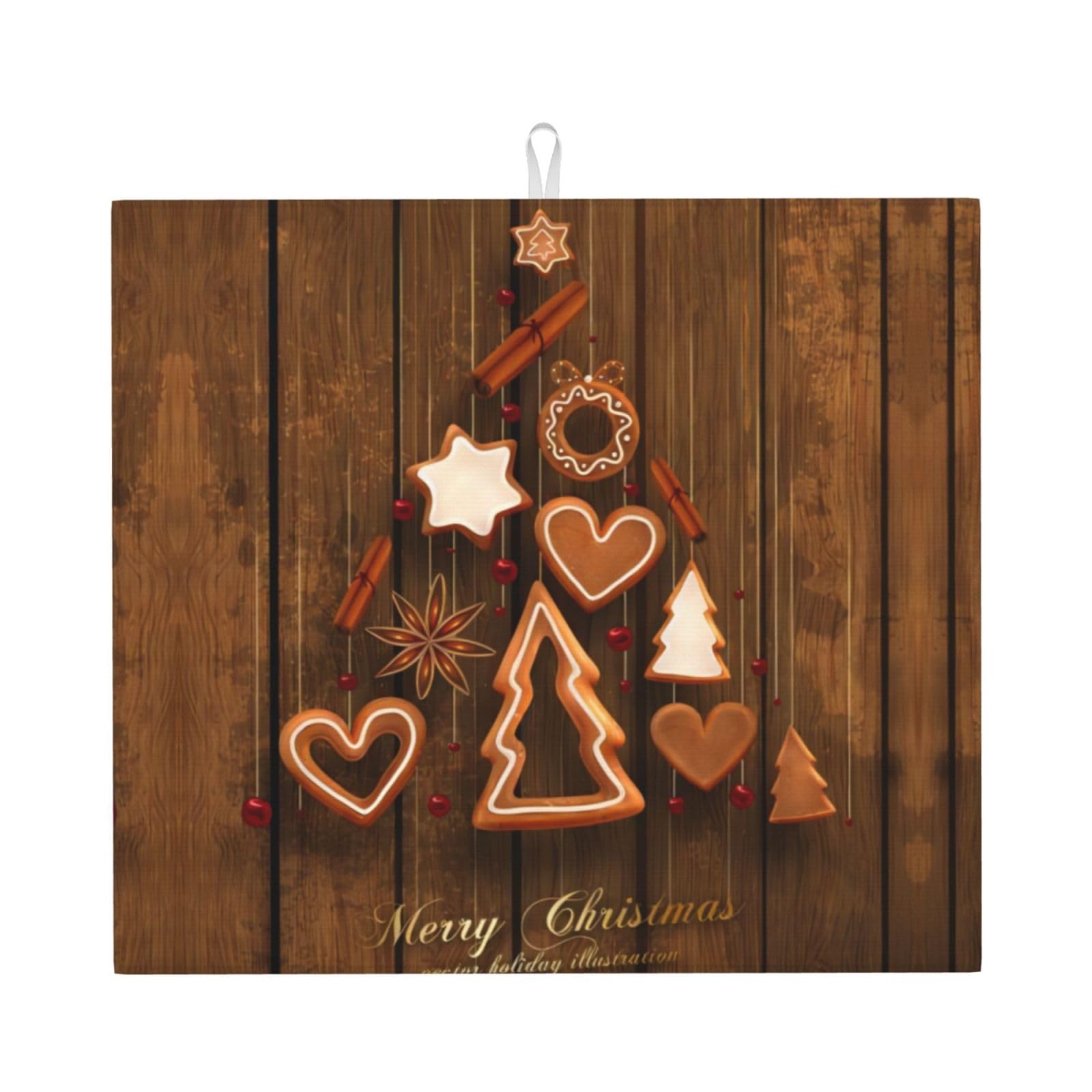 Yyhwhjde Black Christmas Prints Kitchen Drying Mat – Absorbent Dish Throw For Countertop, Non-Slip Quick-Dry Layer With Vibrant Prints, Ideal For New Home Gift