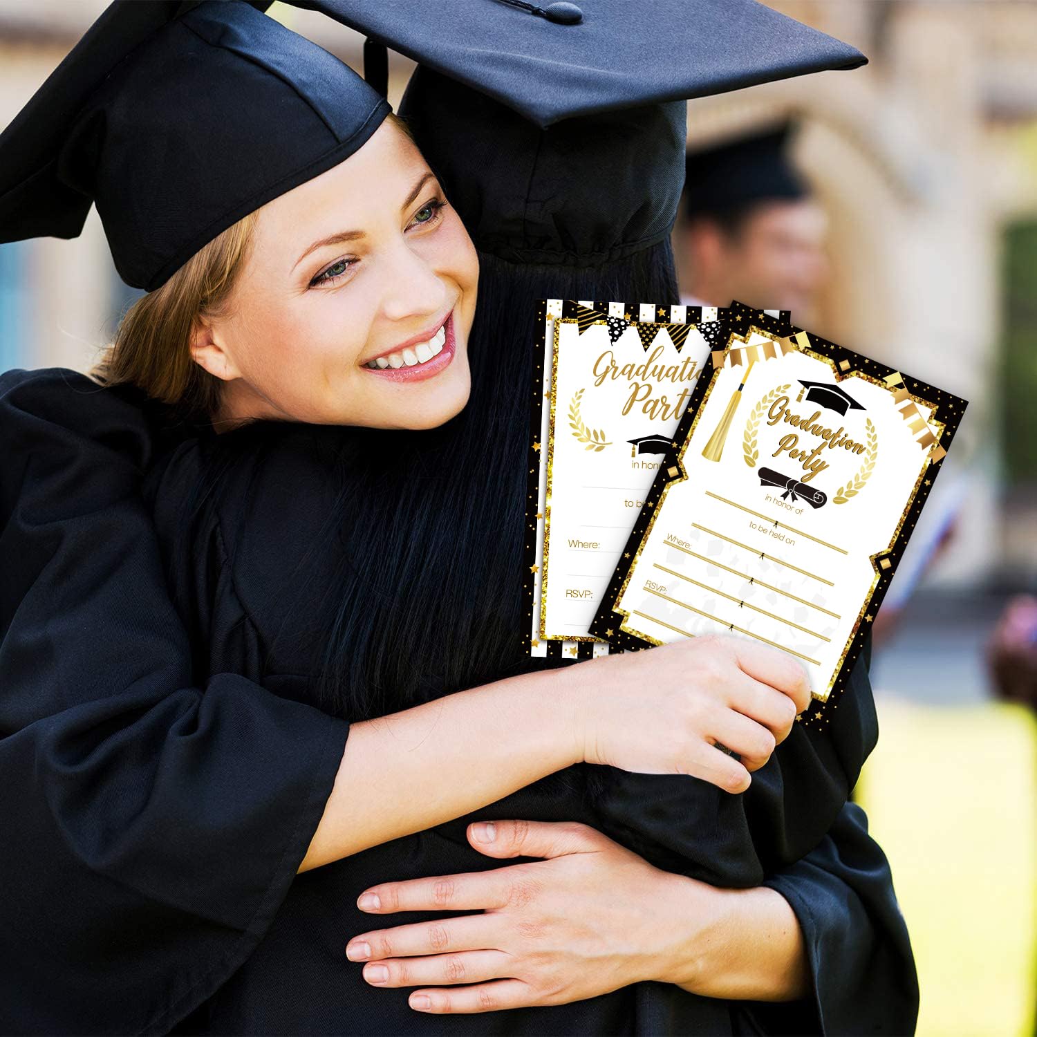 jollylife 156PCS Graduation Party Invitations 2025 Cards with Envelopes Stickers - Grad Congrats Announcements Supplies(2 Styles)