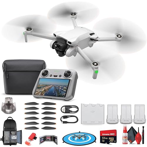DJI Mini 3 with DJI RC Remote (Fly More Combo) (CP.MA.00000613.01) Lightweight Foldable 4K Camera Quadcopter + 64GB Extreme Pro Card + BackPack + Landing Pad + Card Reader + More