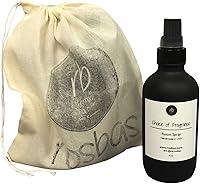 Vista 1 de Rosbas Spray para habitación, aroma a menta y eucalipto, botella de vidrio negro mate, 4 onzas, ingredientes naturales frescos, bolsa de algodón