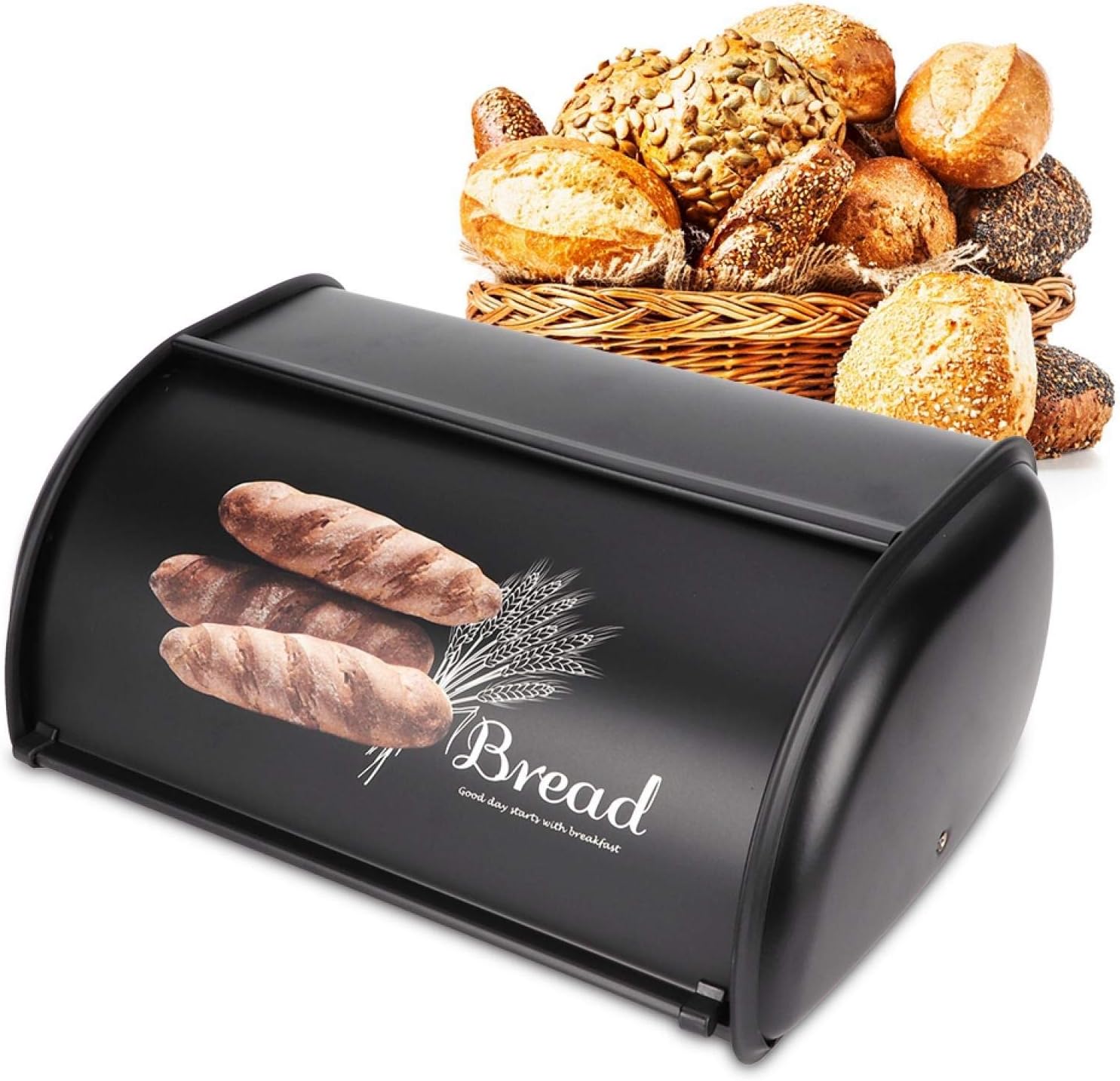 Roll Top Bread Box,Large Capacity Stainless Steel Bread Box