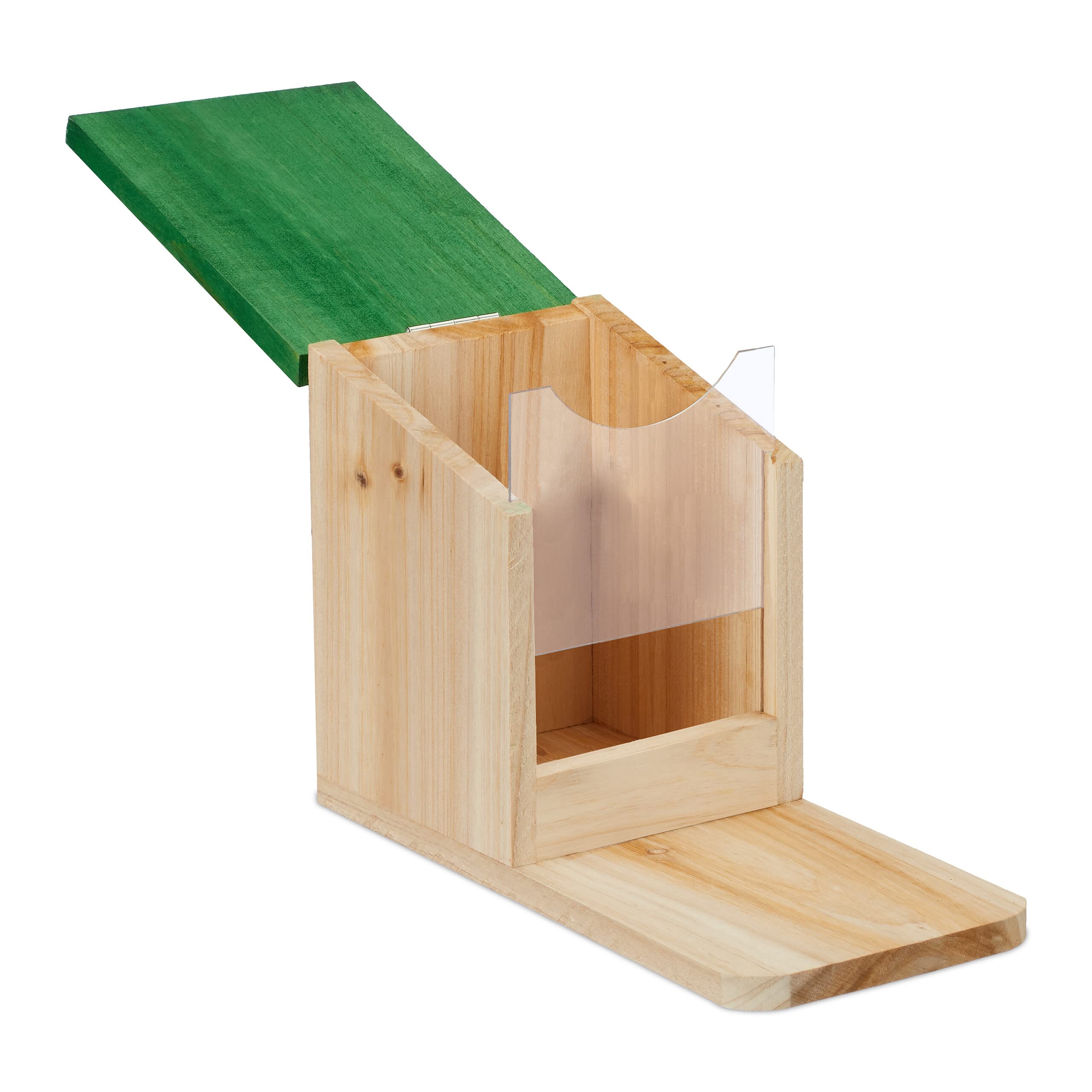 Relaxdays Mangeoire pour écureuils, en lot de 2, bois flammé Relaxdays Mangeoire pour écureuils, en lot de 2, bois flammé