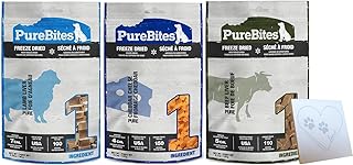 Variety Pack for Freeze-Dried-Pure-Bites Treats – 3 Irresistible Flavors: Lamb Liver, Cheddar Cheese, and Beef Liver – 100% Natural, High Protein Snacks (11.65 oz Total, 3 Bags)