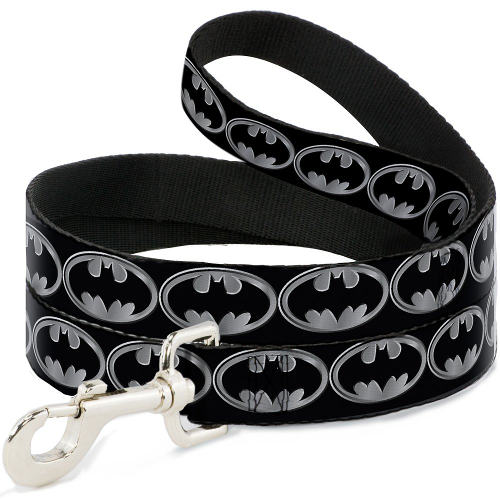 Buckle Down Wide 1.5" "Batman Shield Black/Silver Dog Leash, 4'