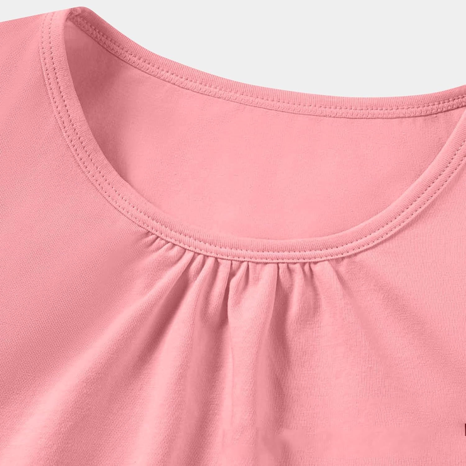 Girls Cap Sleeve T Shirts Kids Summer Crewneck Shirts Ruched Front Solid Color Tops Casual Loose Fit Tee for Daily
