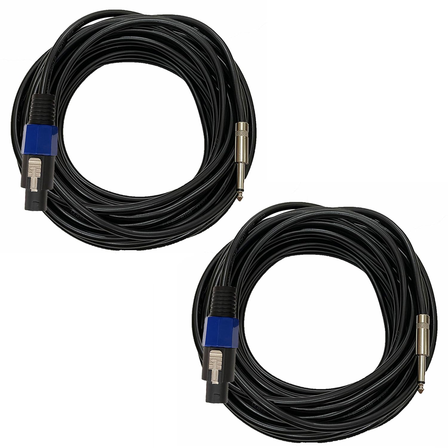 Cavi professionali per altoparlanti da Speakon a 1/4 di pollice – Heavy Duty 12 Gauge 30,5 m SpeakON a 1/4" TS DJ/PA cavi audio altoparlanti (confezione da 2)