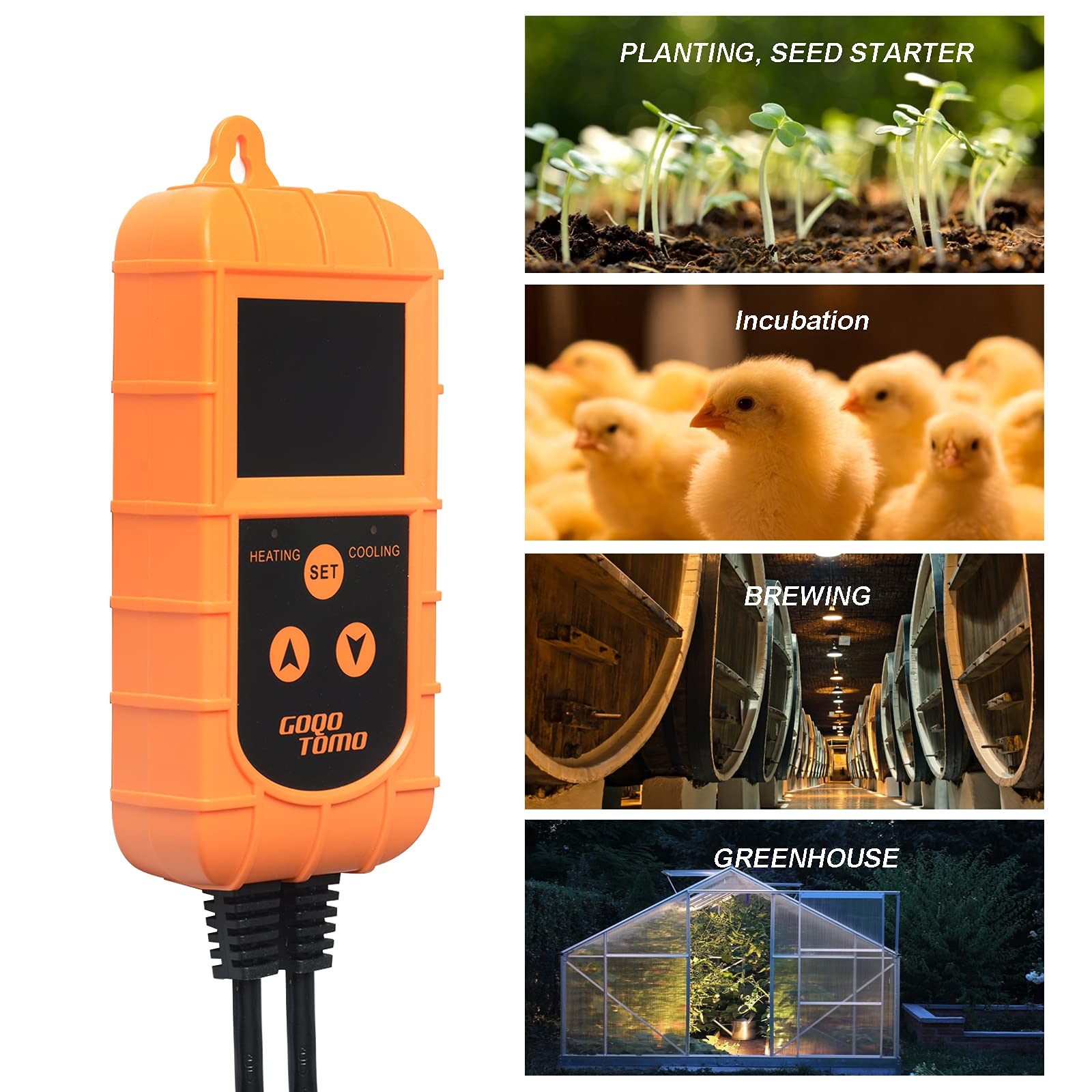 GOQOTOMO Smart Temperaturregler Thermostat Heizung und Kühlmodus für Homebrew Fermenter Gewächshaus Terrarium 100-240 V AC NTC Sensor Verbesserte Version