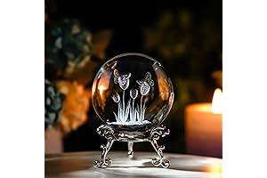 HDCRYSTALGIFTS 3D Laser Crystal Tulip Ball with Butterflies Paperweight - 60mm Engraving...