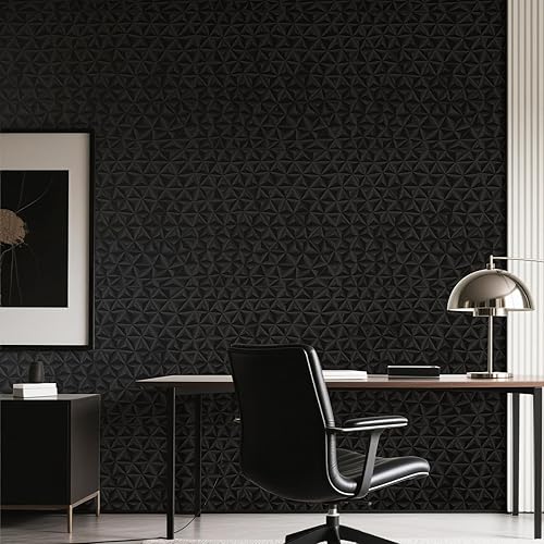 Miniatura 7 de Simon&Siff Papel tapiz negro 3D con textura de estrellas, 17.3 x 59 pulgadas, extraíble, papel de pared decorativo para dormitorio, sala de estar,