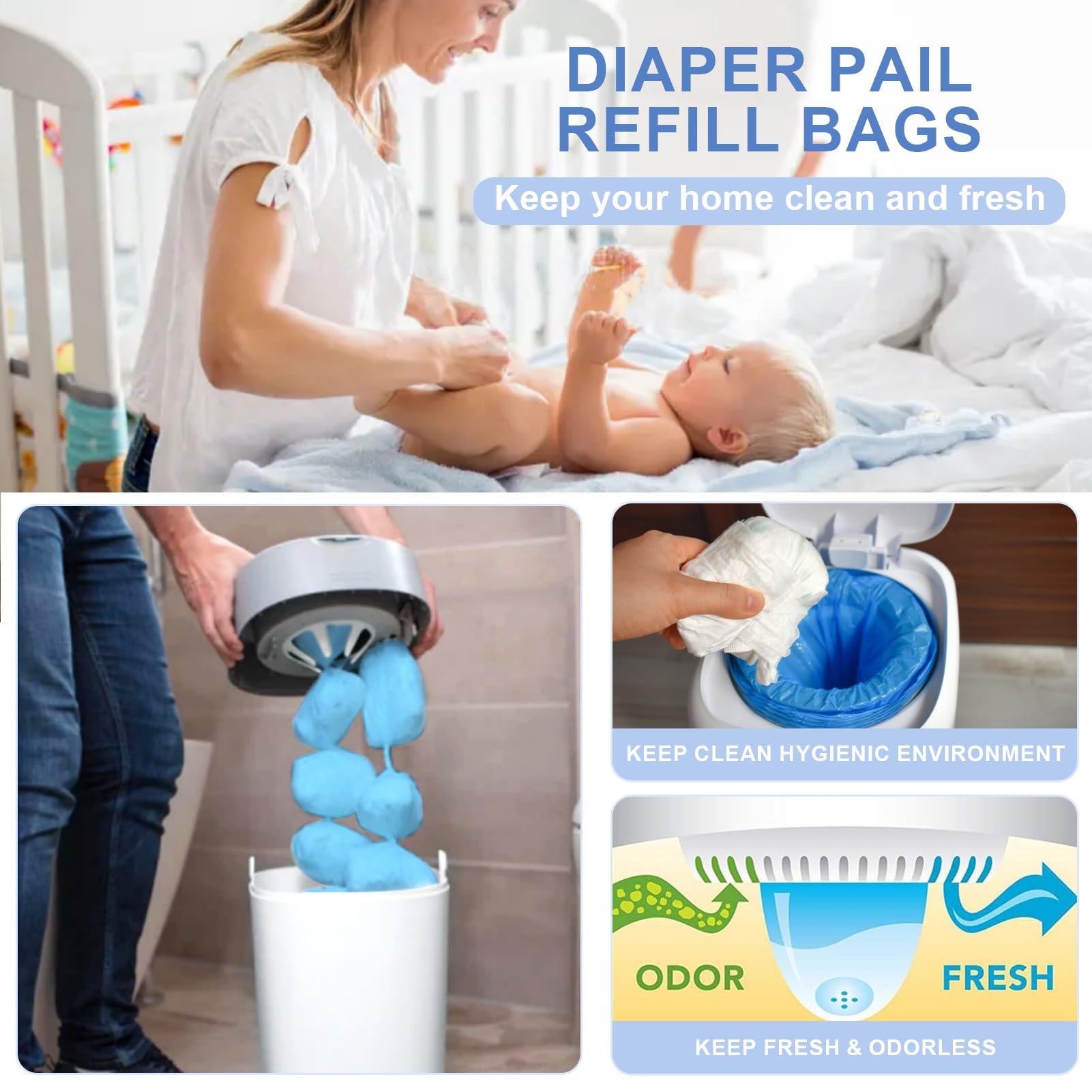 12 Recharges Universelles Pour Poubelle à Couches - Compatible Tommee Tippee, Angelcare - Sacs Anti-odeurs Et économiques