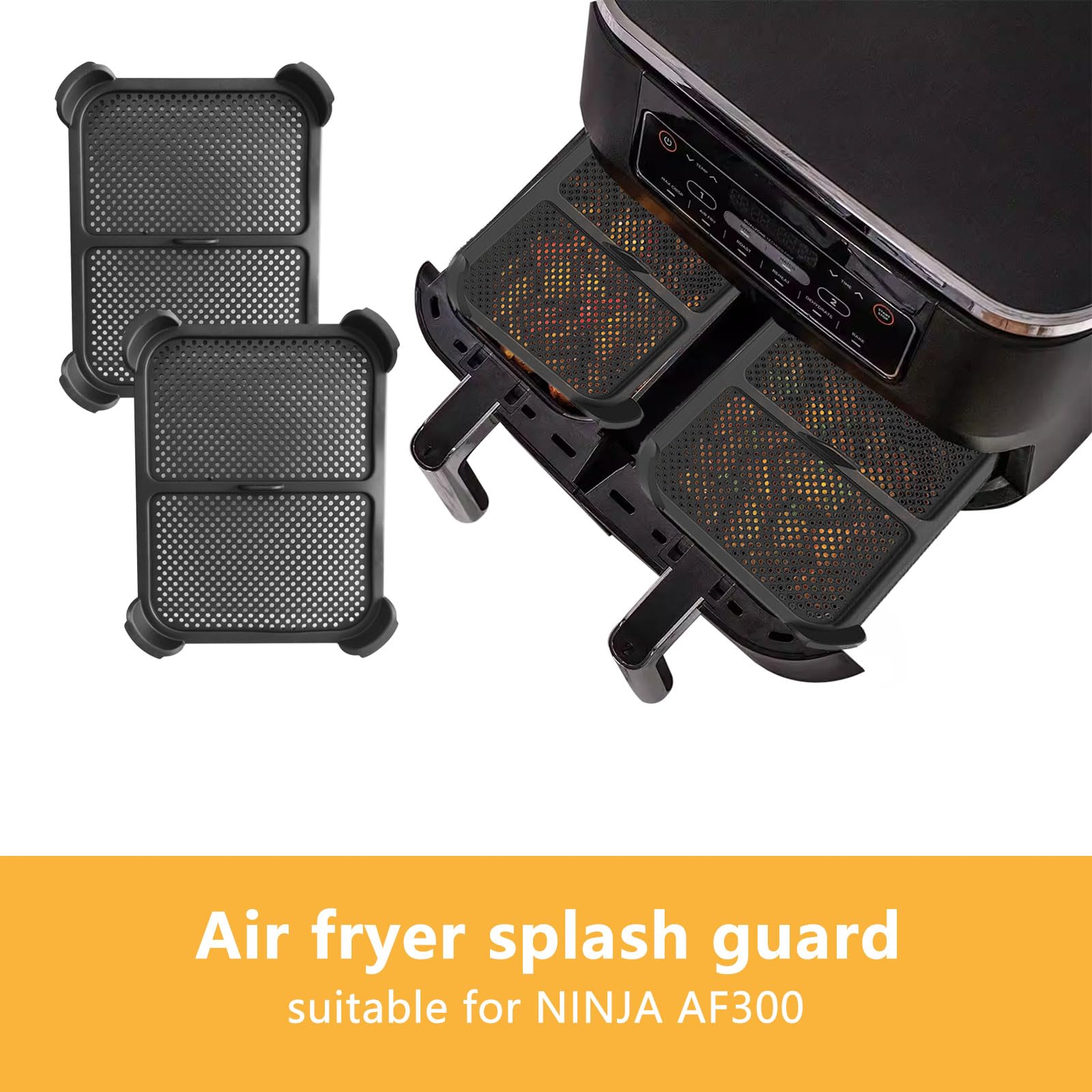2 Protecteurs Anti-Éclaboussures Réutilisables Pour Ninja Foodi AF300EU – Moule Silicone Noir Anti-Graisse Pour Friteuse à Air Chaude 2 Protecteurs Anti-Éclaboussures Réutilisables Pour Ninja Foodi AF300EU – Moule Silicone Noir Anti-Graisse Pour Friteuse à Air Chaude