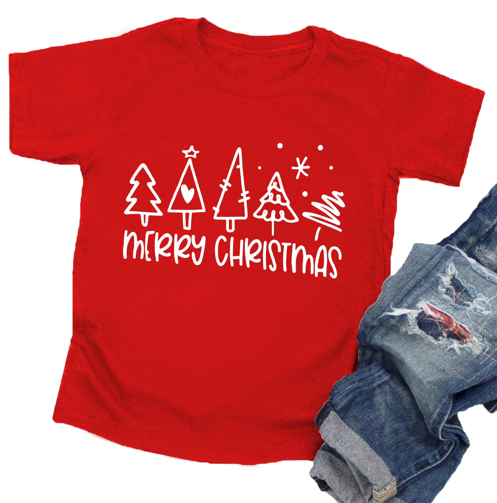 Christmas Tree Shirt for Toddler Boys Girls Merry Christmas T-Shirts Short Sleeve Holiday Tee Xmas Gift Tops