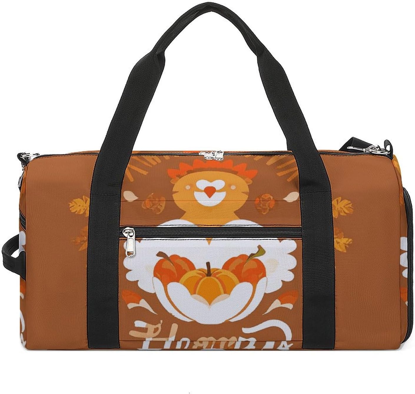 Thanksgiving Day Barrel Gym Bags for Men And Women, Duffle Bag for Travel Sports Bag Camping Weekend Carry on Overnight Duffel Bag with Shoulder Strap