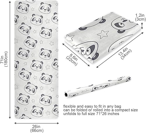 Miniatura 5 de Cute Star Panda Pattern Yoga Mat with Bag Included, Non Slip Fitness Workout Mat, Foldable Suede Rubber Yoga Mat for Yoga Pilates and Fitness, 70.8"