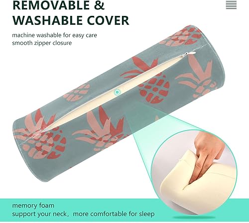 Miniatura 3 de JUNZAN Almohada redonda de espuma viscoelástica con forma de piña y frutas tropicales, almohada para el cuello, almohada decorativa para apoyo
