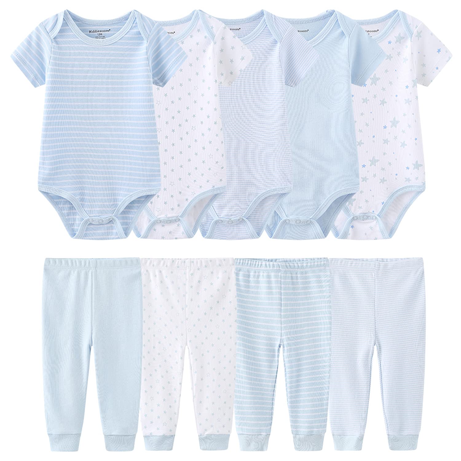 Chalecos de manga corta + pantalones para recién nacidos de 0 a 12 meses de algodón, azul, 3 Meses
