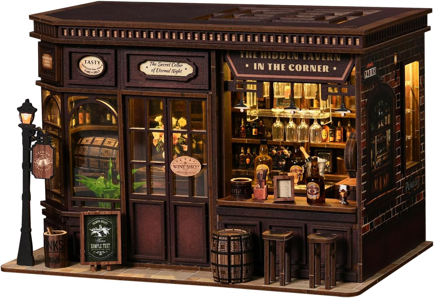 Book Nook Kit, DIY Miniature House Kit for Adults and Teens, 3D Puzzle Tiny Dollhouse House Bookshelf Decor, Adult Crafts Booknook Gifts for Book Lovers (Corner Tavern)