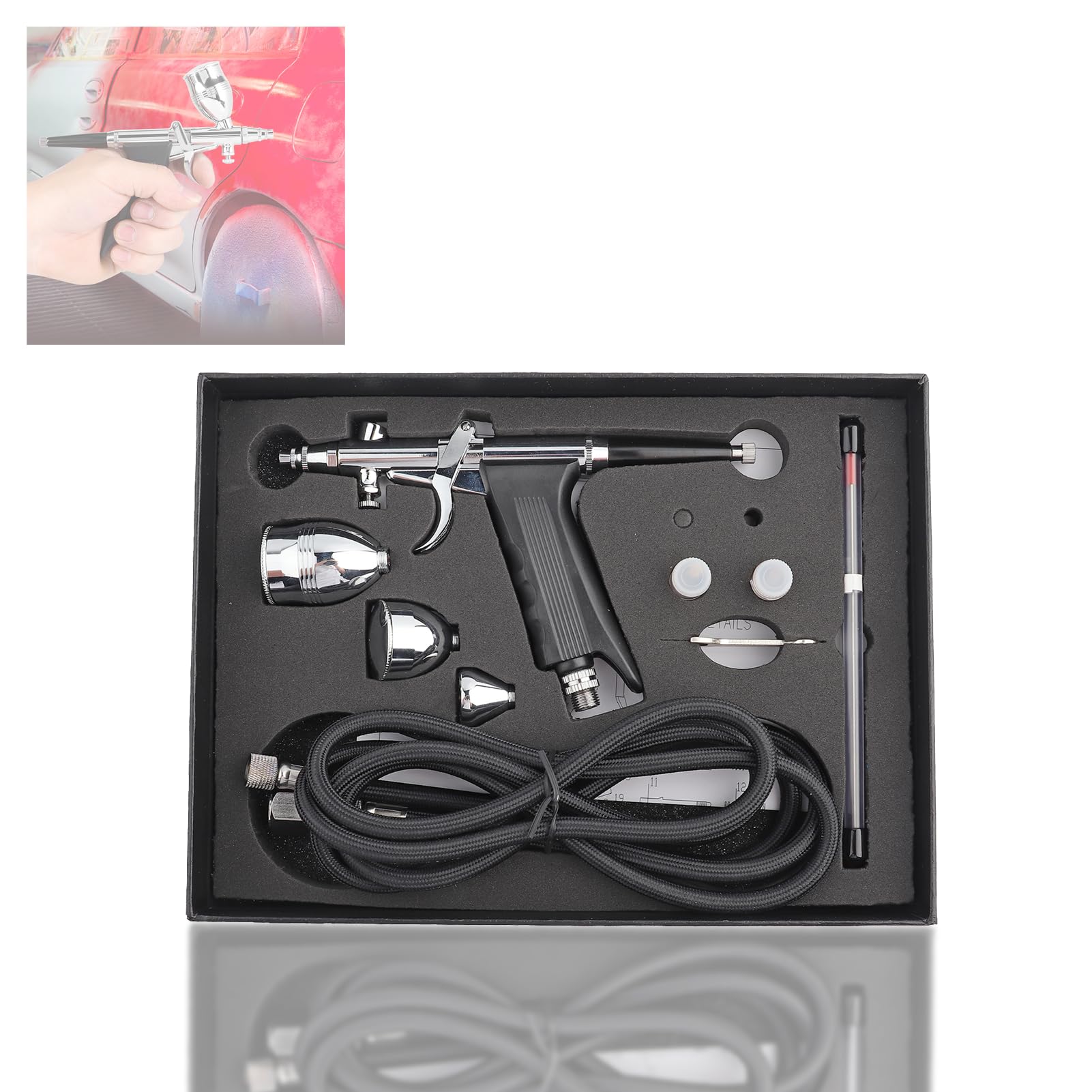 Kit A¨¦rographe, Kit A¨¦rographe pour Pistolet Pulv¨¦risateur ¨¤ gravit¨¦, Filetage de Tube G1/4 Nossles de 0,3 Mm, 0,5 Mm, 0,8 Mm avec Tasses 2CC, 5CC, 13CC pour Mod¨¨les de Couleur