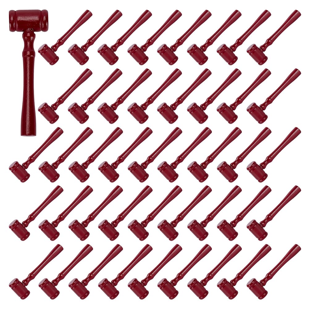 GOMAKERER 48 Pcs Wooden Judge Gavel Prop, 4.35x1.38x0.77Inch Mini Wood Hammers Auction Hammers Mallets Lawyer Costume Accessories for Sale Courtroom Party Halloween Cosplay Judge Dress up Accessories