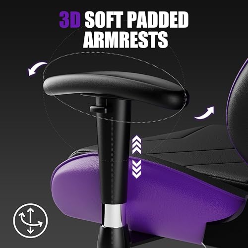 Miniatura 5 de GTRACING Silla de juegos, silla ergonómica de oficina para computadora con soporte lumbar y reposacabezas, silla giratoria de videojuegos con altura