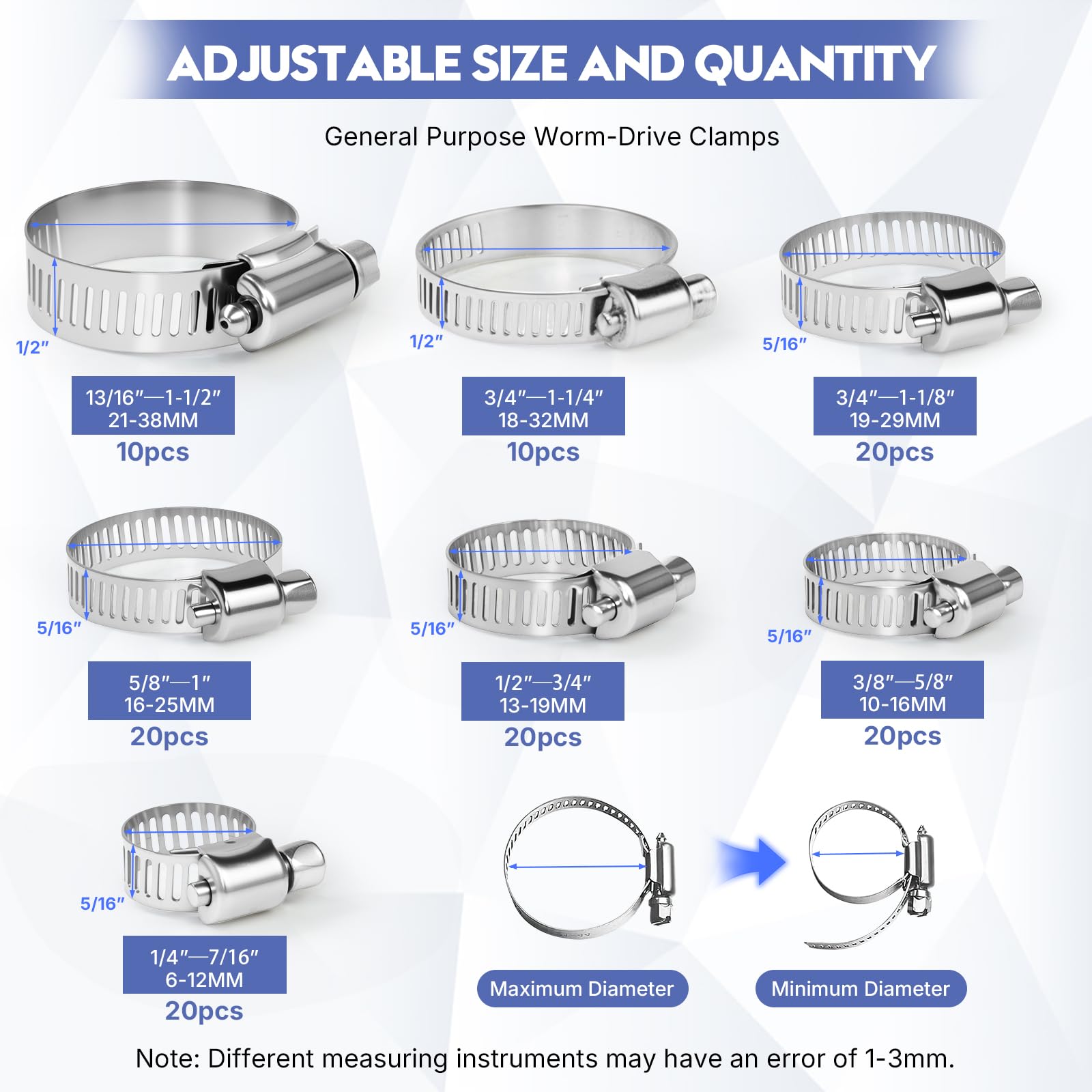 Eunice Stainless Steel Hose Clamps Assortment Kit, Hose Clamps With - View #11