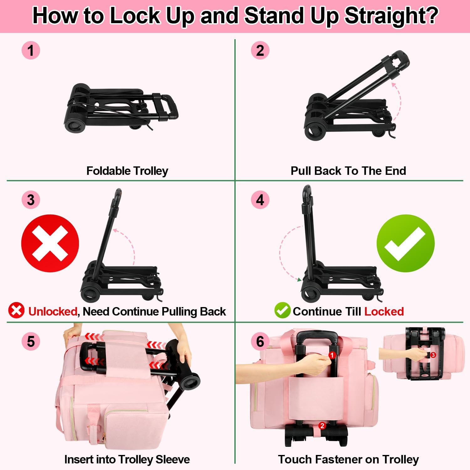 Rolling Teacher Bag with Accordion File Organizer, USB Port& 15.6 Inch Laptop Compartment, Wheeled Teacher Tote Bag with Detachable Trolley for Teaching& Office Supplies Storage (Pink)