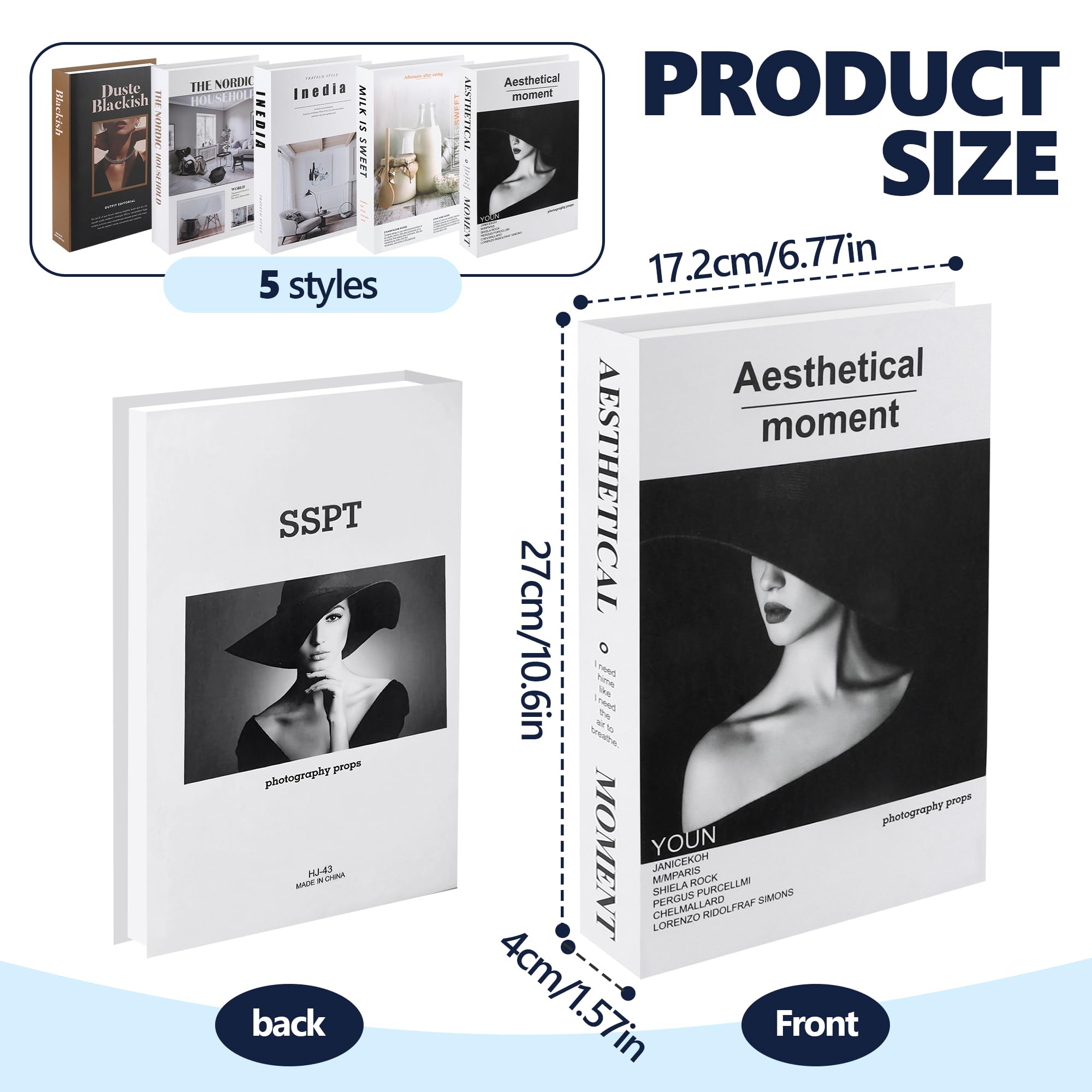 5 Pezzi Libri Decorativi per l'Arredamento Della, Libro Decorativo Di Moda, Libro Finti Decorativi Design per Barre ufficio per Home Office di Arredamento