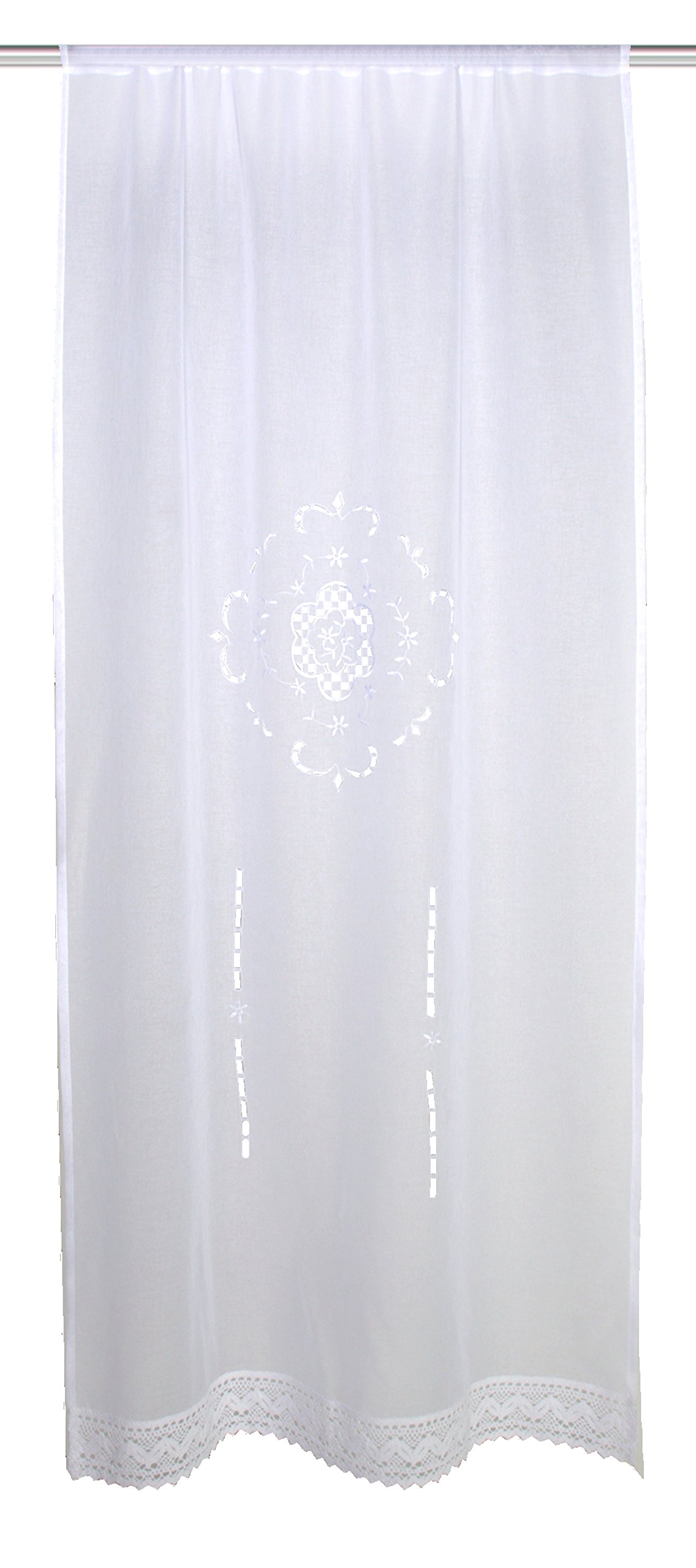 Türbehang mit Leinenstruktur – Bestickt, weiß, 180 × 60 cm