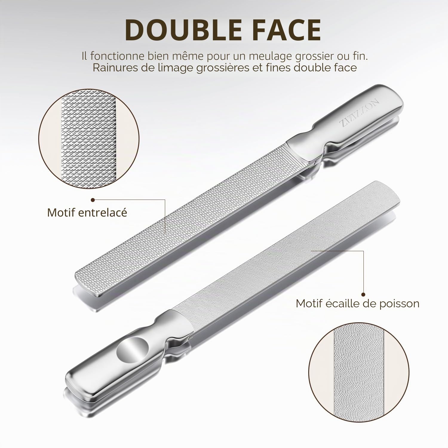 Des fichiers à ongles professionnels en acier inoxydable à double face pour femmes et hommes, réutilisables et résistants pour la manucure des ongles naturels