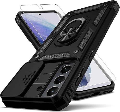 Miniatura 1 de Funda para Samsung Galaxy S21, con cubierta para lente de cámara, protector de pantalla HD, grado militar anillo de montaje en coche con soporte