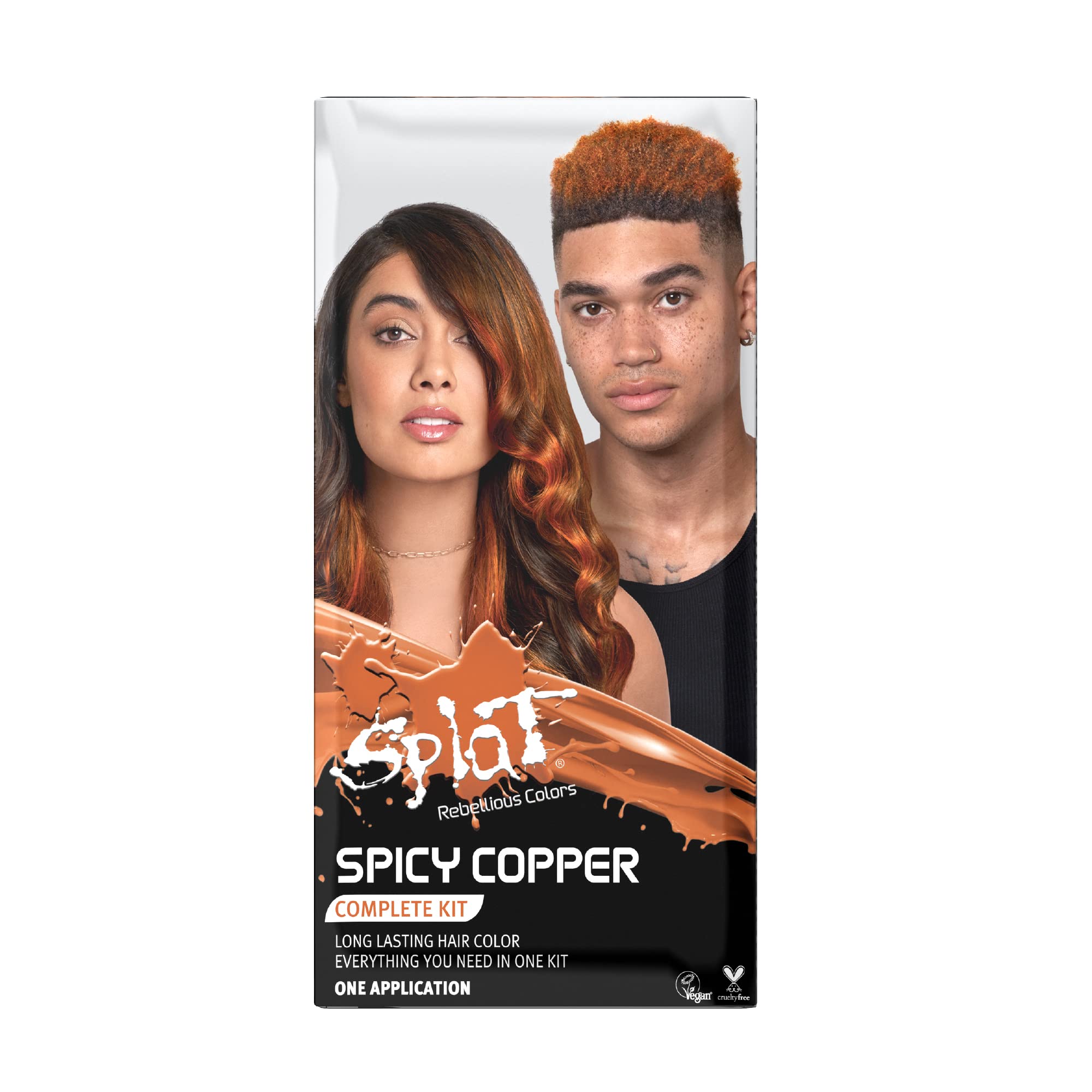 Splat Spicy Copper Semi Permanent Hair Dye Kit with Bleach, 1 Application, Includes Copper Orange Hair Dye, Oxide & Bleach Powder, Vegan & Cruelty Free Hair Color