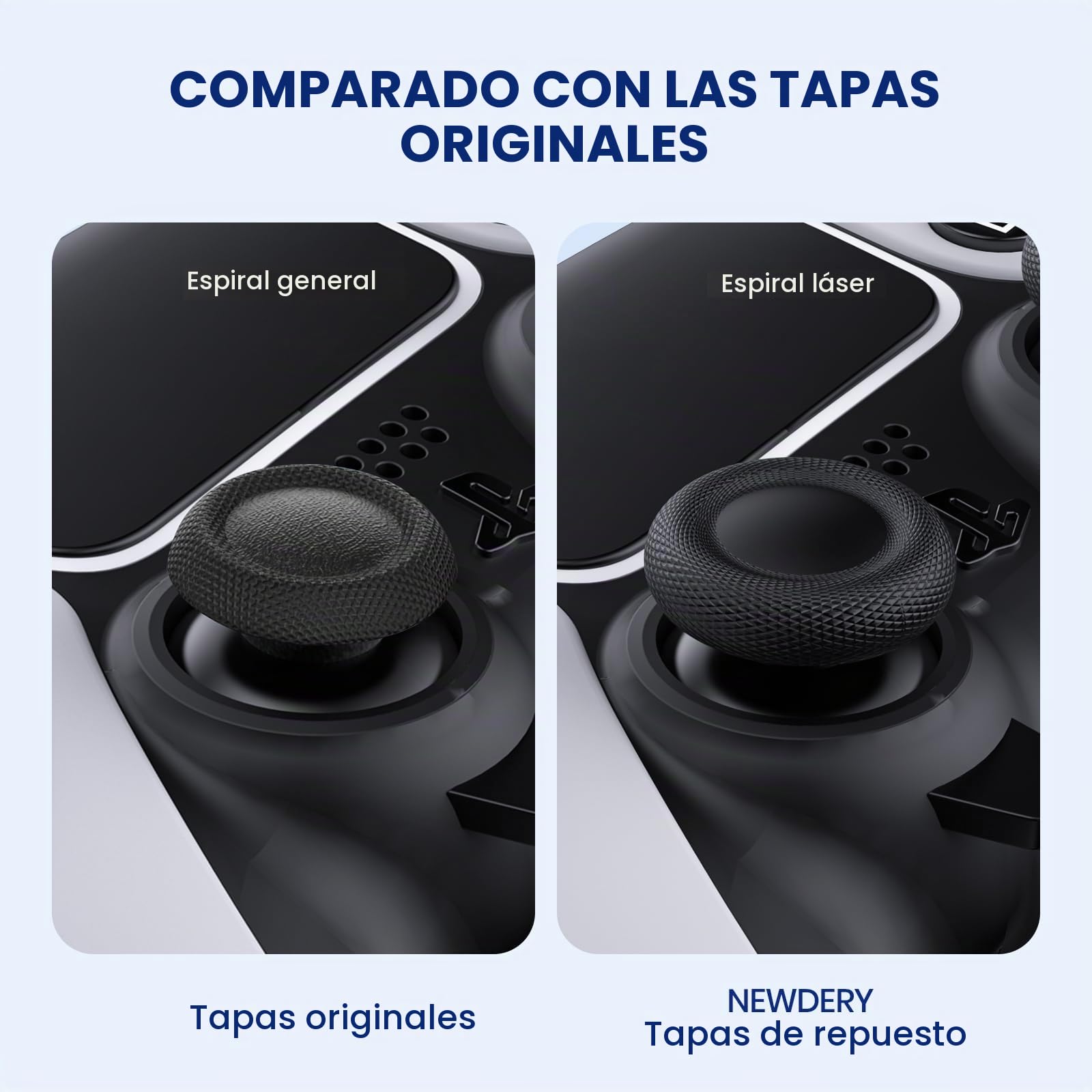 NEWDERY Juego de 10 Tapas para Mando de PS5/PS4, diseño Antideslizante con Textura láser, Resistentes al Desgaste, para mandos de PS5/PS4