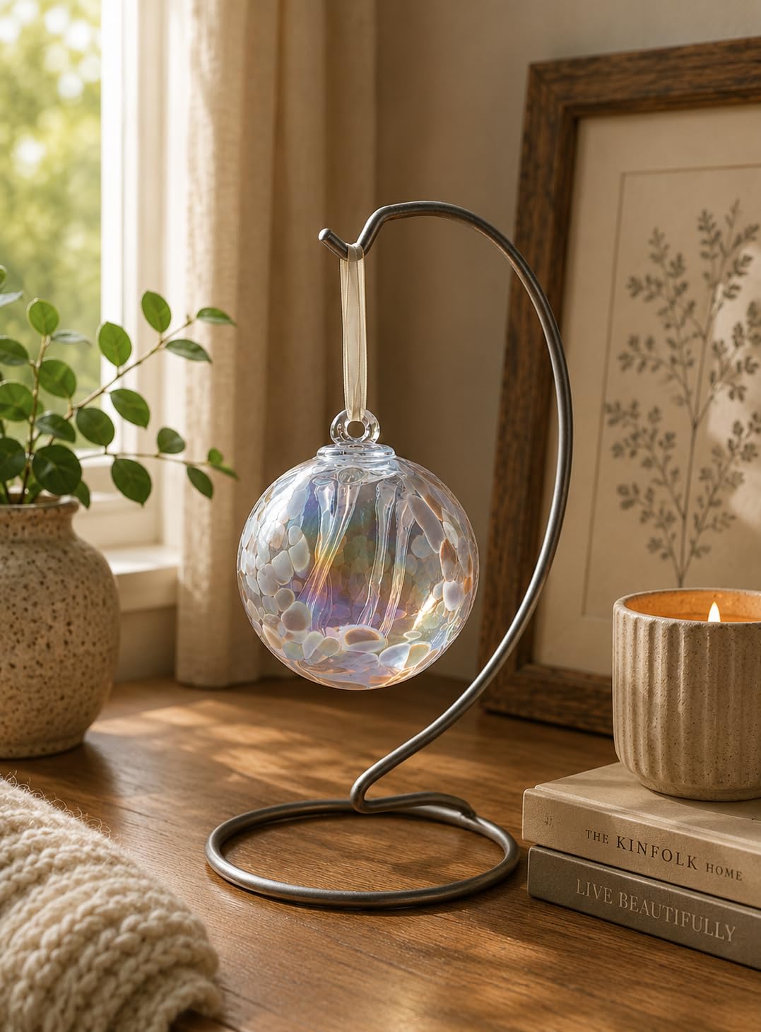 Sienna Glass Unisex White 15Cm Spirit Ball