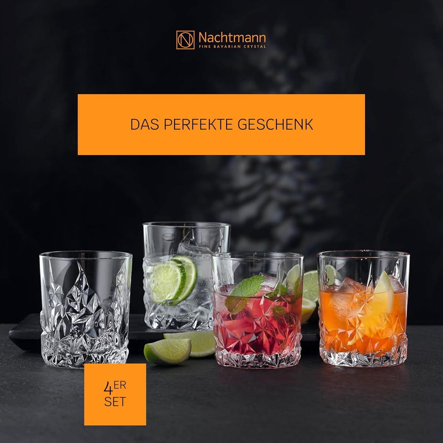 Nachtmann Whisky Gläser 340 ml, 12 Stück, Sculpture, 101968-3, Whiskygläser aus Kristallglas, Tumbler spülmaschinenfest