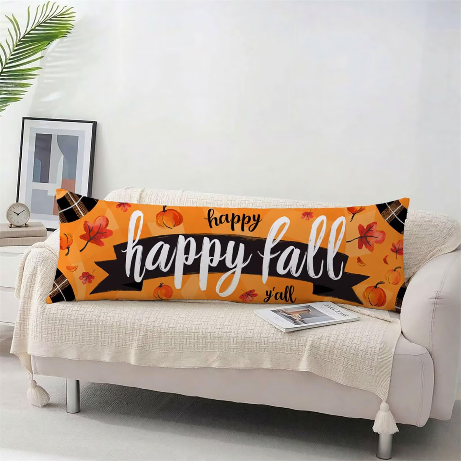 Poduszka do spania na boku poszewka 60 x 180 cm, kolor karmelowy, poszewka na poduszkę, miękka aksamitna poduszka do spania, dla osób śpiących na boku, dwustronny nadruk z zamkiem błyskawicznym, do