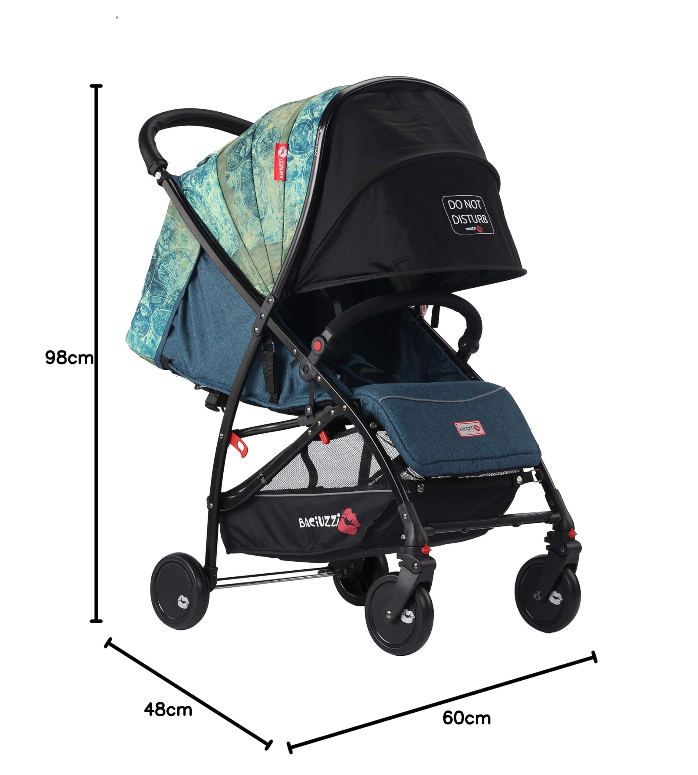 Baciuzzi, passeggino leggero, pieghevole, compatto con chiusura lampo semplice e pratica ad una mano, passeggino accessoriato, traspirante, BX Voiage Riva