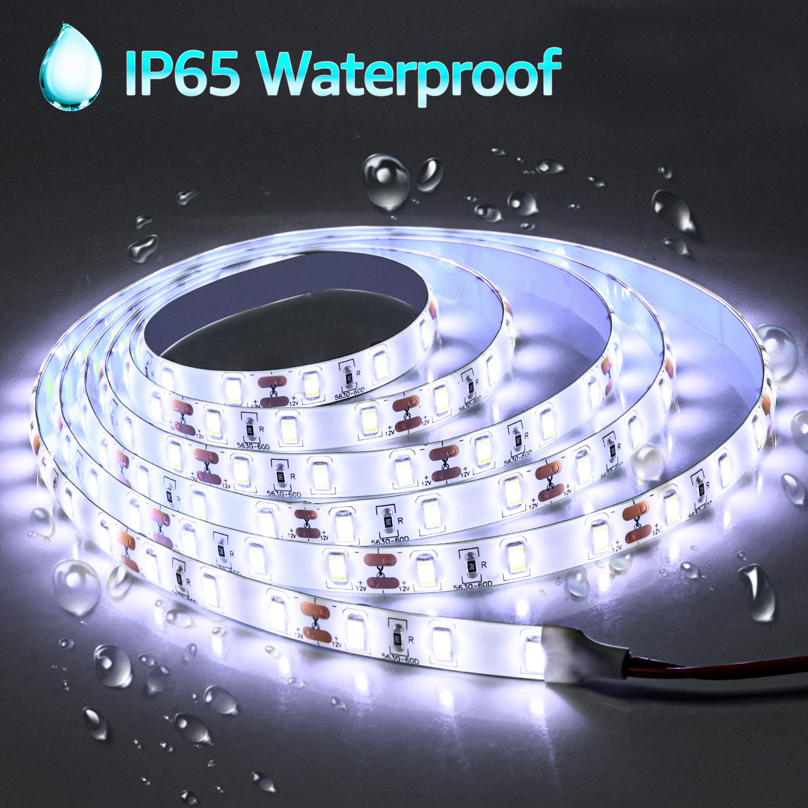 Striscia LED 12V 2M Bianco Freddo 6500K - 120 LED SMD 5630 IP65 Impermeabile | Per Interni Ed Esterni - Foto 3