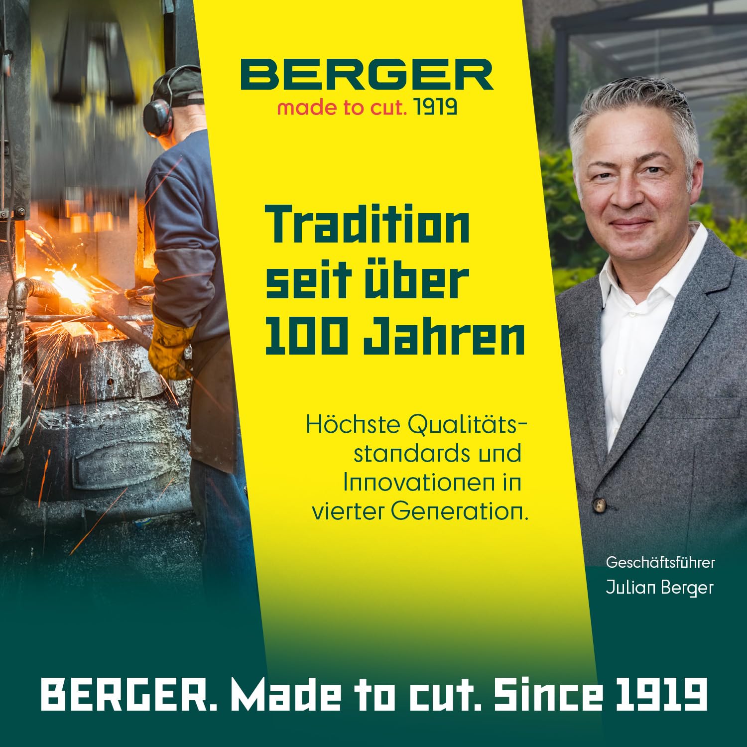 BERGER Klappsäge 64650 | 180 mm Handsäge Holz | Kleine Astsäge klappbar | Holzsäge mit grober Zahnung, Hochleistungssägeblatt & Sicherungsverriegelung | Baumsäge für Garten & Forst