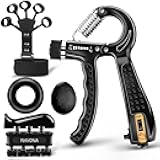 5 PCS Grip Strength Trainer Kit, Hand Gripper Strengthener, Forearm Strengthener, Finger Strengthener, Finger Exerciser, Stress Relief Ball, Forearm Workout Ring for Muscle Building and Injury Recover