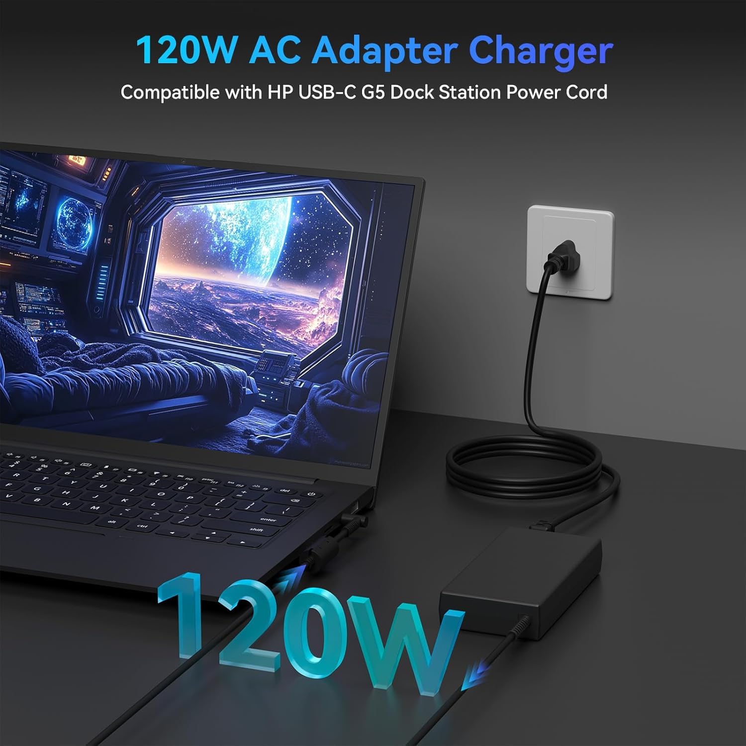 120 W USB-C Dock G5 Chergeur L41856-001 pour Station Accueil HP USB-C Dock G5 5TW10UT 5TW10AA 5TW10AA#ABB 5TW10UT#ABA Station Accueil Universelle G2 5TW13AA Cordon Alimentation