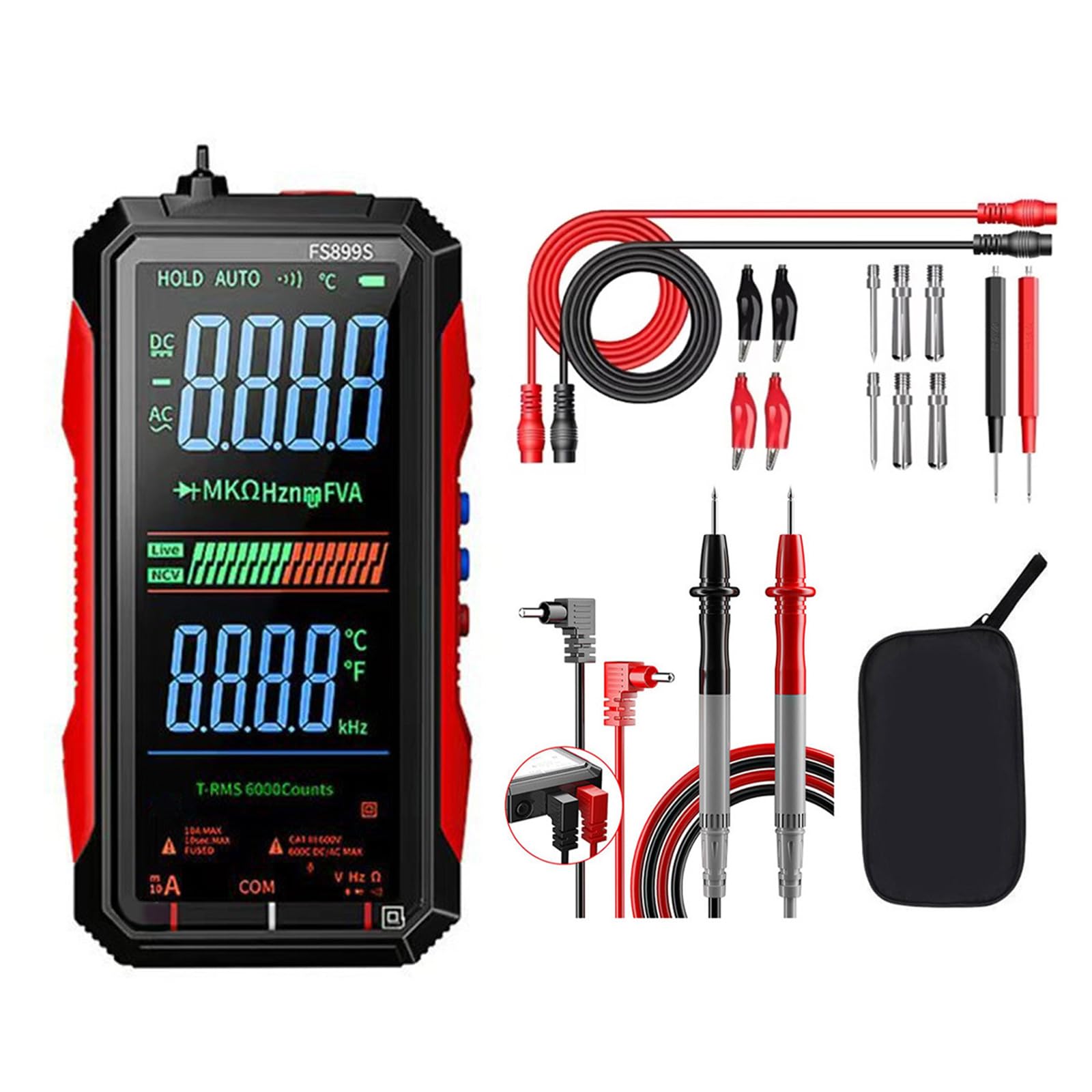 Zepfjhe Light Digital Multimeter Set Of 18 Tool With Ncv Detection And Temperature Measurement For Electrical Repairs Ncv None Potential Tester