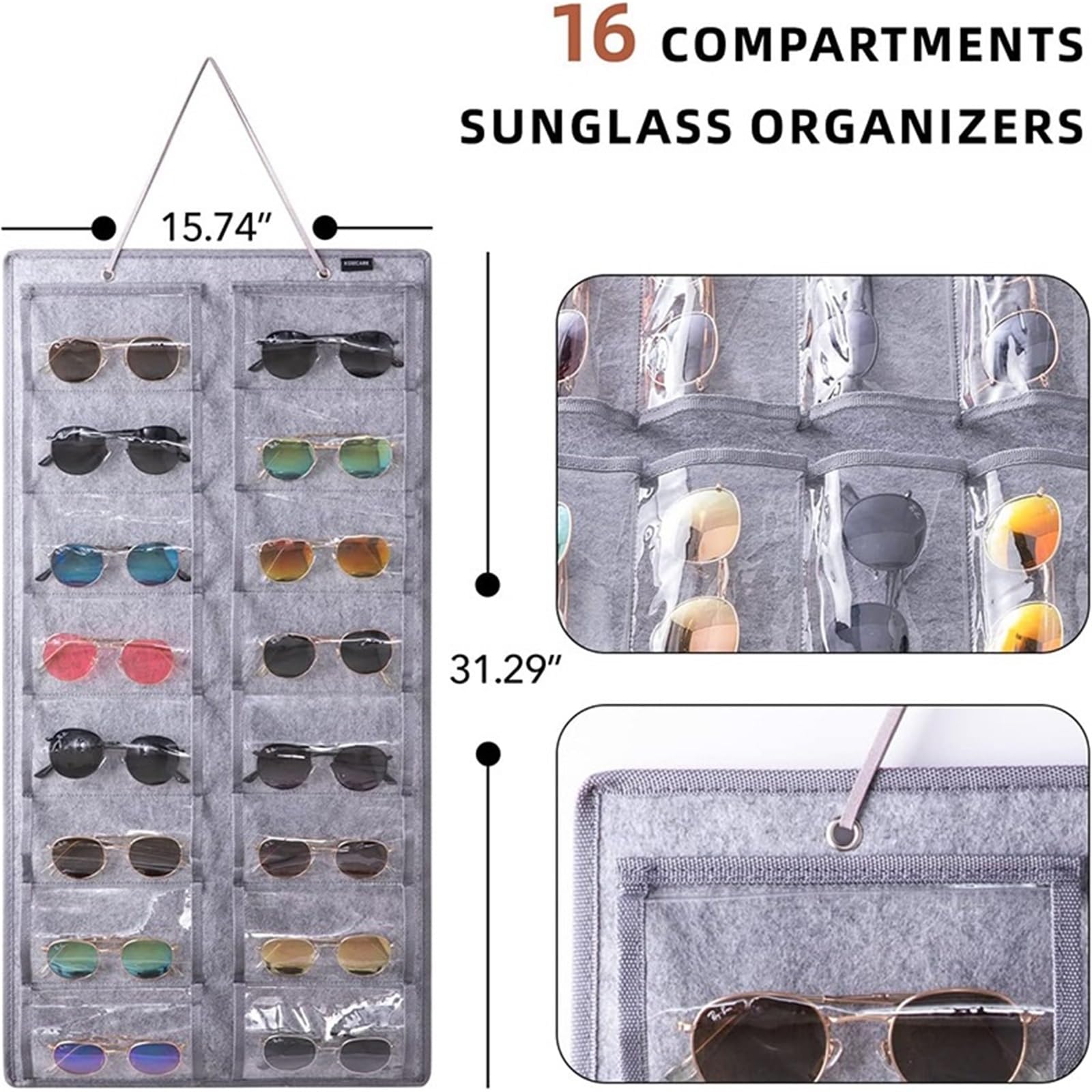 Porta Occhiali per Casa Portaocchiali da Sole da Appendere alla Parete, Portaocchiali da Sole for La Casa Organizer Occhiali da Sole(Black)