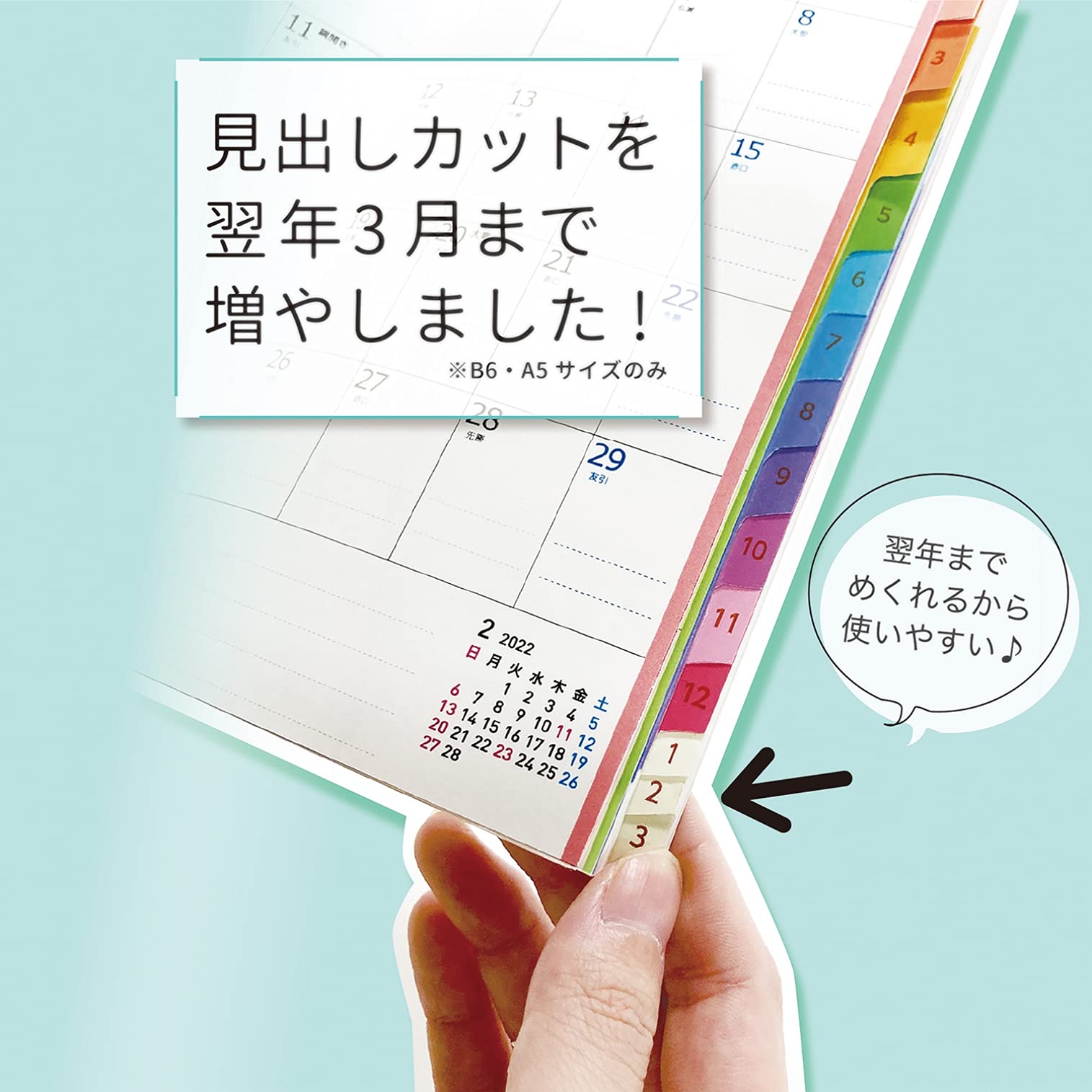 Amazon.co.jp: クツワ 手帳 カラーインデックス手帳 2022年 B6