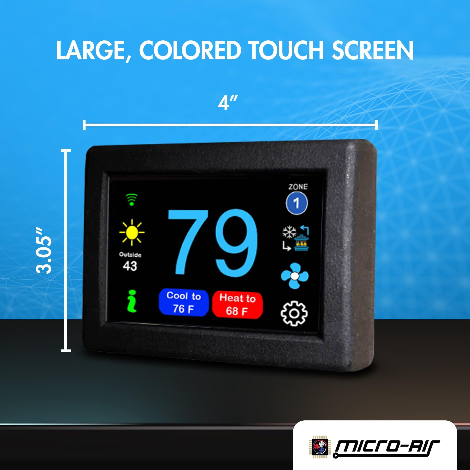 Micro Air Easytouch Rv Touch Screen Thermostat With Wifi Bluetooth