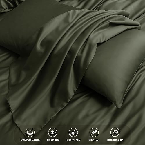 Miniatura 155 de MooMee Queen Duvet Cover Set, 100% Extra Long Staple Cotton 600 Thread Count Sateen Silky Soft Breathable Durable Luxury Hotel Quality Bedding Set