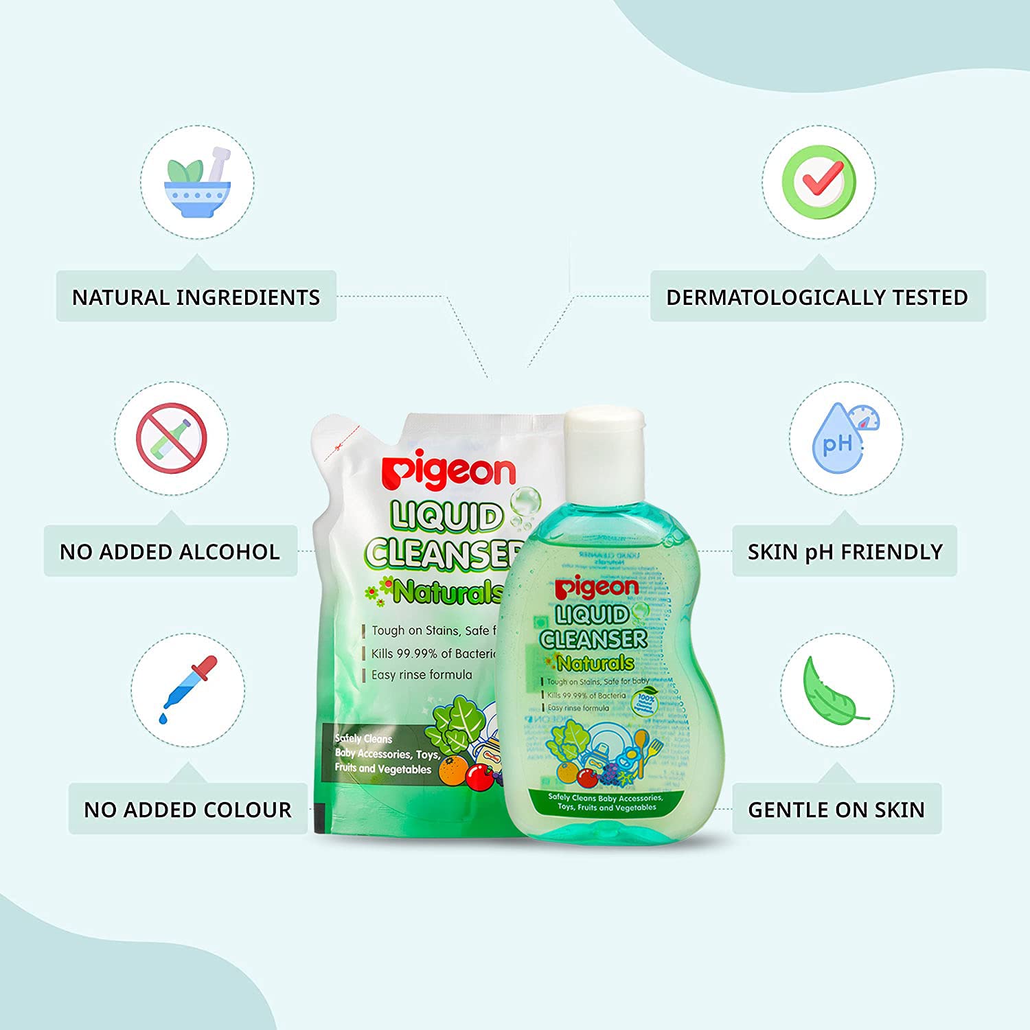 Pigeon Liquid Cleanser Naturals Bottle and Refill Combo 400ml Japan's No.1 Brand | Baby Bottle Cleaning Liquid | Dish Washing Liquid for Feeding Accessories, Fruits & Vegetables 1