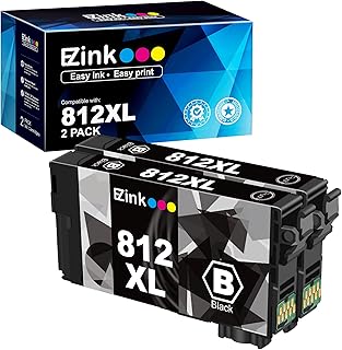 E-Z Ink (TM Remanufactured Ink Cartridge Replacement for Epson 812XL 812 T812XL T812 to use with Workforce Pro WF-7820 WF-7840 Workforce EC-C7000 Printer (2 Pack)