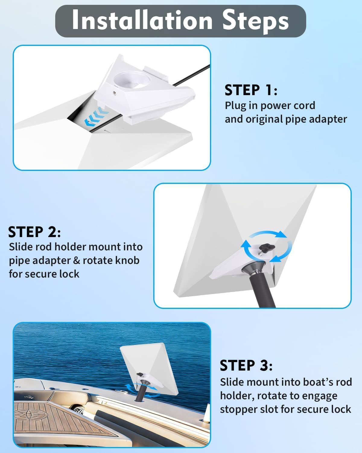 Starlink Mini Rod Holder Mount, Marine-Grade 316 Stainless Steel Boat Mount with Pipe Adapter for Starlink Mini Antenna – Perfect for Boats, Yachts, Sailboats, Trawlers & RVs